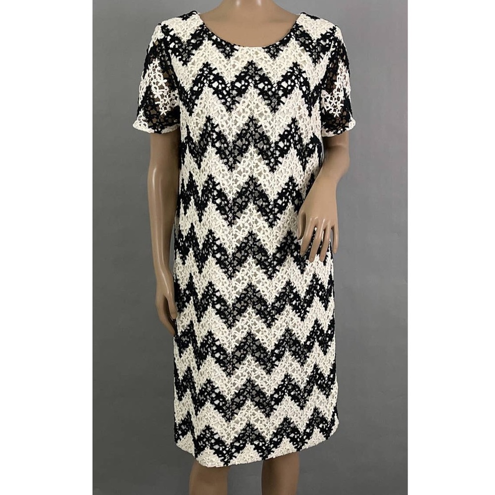 Talbots Floral Lace Crochet Boho Dress Black White Women’s Size 10P